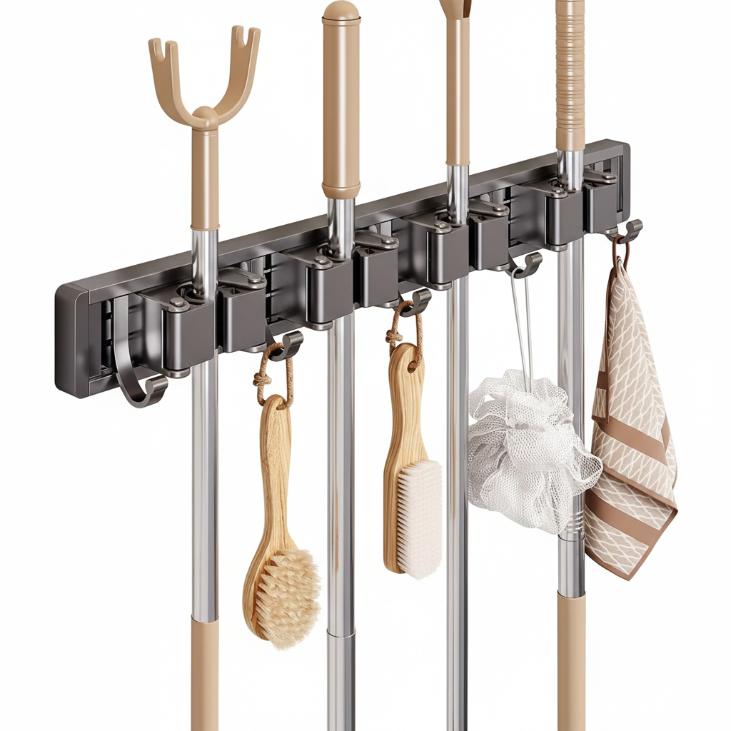 Broom and Mop Organization Rack